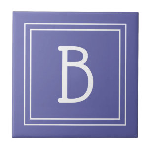 Azulejo Inicial de Monograma Moderno Azul Periwinkle