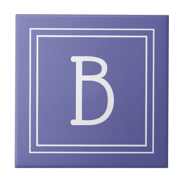 Azulejo Inicial de Monograma Moderno Periwinkle Azul (Frente)