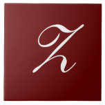 Azulejo Inicial de monograma Z blanca sobre rojo oscuro<br><div class="desc">Monograma clásico de letra blanca sobre fondo rojo oscuro,  Z.</div>