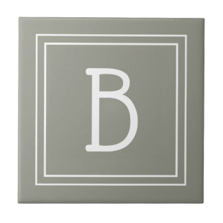 Azulejo Inicial modern sag verde blanco simple con monogra