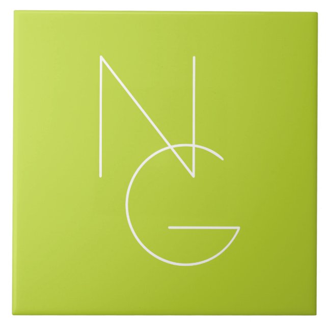 Azulejo Iniciales de superposición de 2 modernas | Lime Gr (Frente)