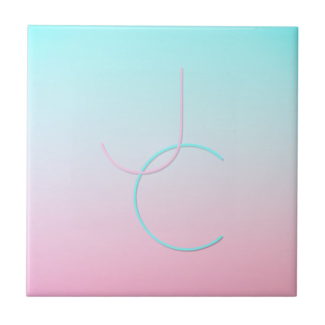 Azulejo Iniciales de superposición de 2 modernas | Rosa tu (Frente)