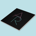 Azulejo Iniciales de superposición moderna | Negro turques<br><div class="desc">Guay,  iniciales modernas superpuestas.</div>