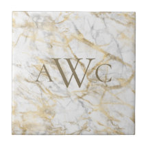 Iniciales Monogramadas Mármol Gris Blanco Dorado 