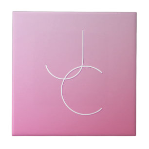 Azulejo Iniciales superpuestas modernas 2   Rosa Ómbré