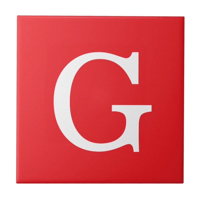 Azulejo Initial Letter Monogram Red White Plain Simple (Frente)
