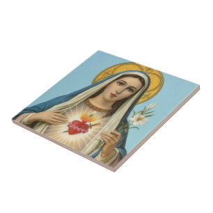 Azulejo Inmaculado Corazón de María imagen religiosa de Nu
