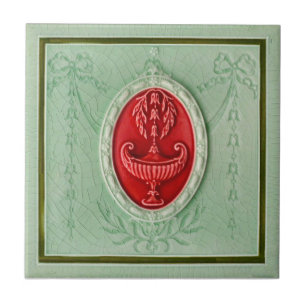 Azulejo Inmigración neoclásica LtGreen 1890 Faux Relief 