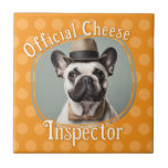 Azulejo Inspector de Quesos de Foto de Perros Amantes<br><div class="desc">Decoración divertida de la cocina. Los amantes del perro tienen una baldosa personalizada. Inspector oficial de queso</div>