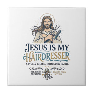 Azulejo Inspiración de camiseta para peluquero de Jesús Be