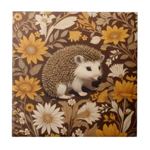 Azulejo Inspiración de Hedgehog Brown Floral William Morri