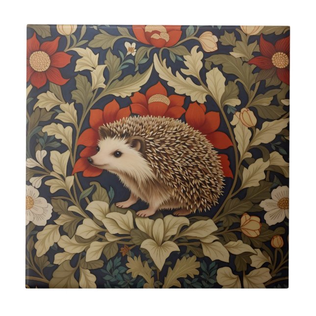 Azulejo Inspiración de Woodland Hedgehog William Morris (Frente)