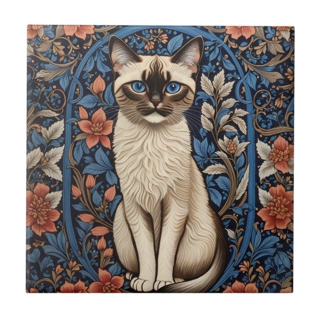 Azulejo Inspiración del gato siamés de ojos azules William (Frente)