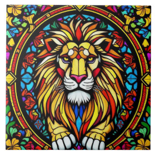 Azulejo Inspiración en animal de león de vidrio lacado col
