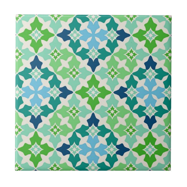 Azulejo Inspiración marroquí verde y azul (Frente)