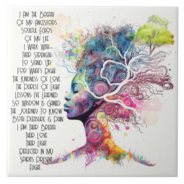 Azulejo Inspiración Mujer Ancestor Poema Tile Cerámico (Frente)