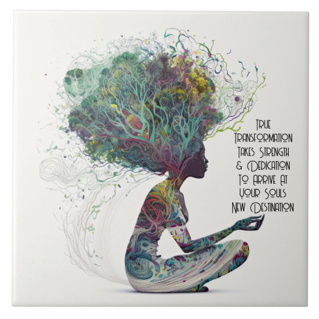 Azulejo Inspiración Mujer Transformación Cerámica Tile (Frente)