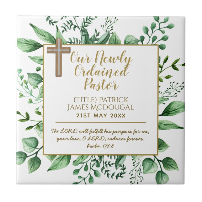 Azulejo Instalación de Pastor Regalo recién Ordenado Perso (Frente)