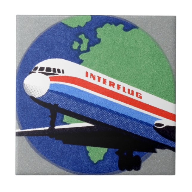 Azulejo INTERFLUG - Aerolínea nacional de DDR, Alemania Or (Frente)