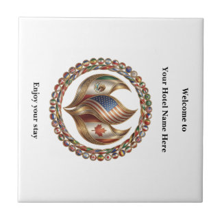 Azulejo International Unity Flame with World Flags Emblem 