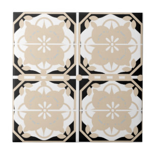 Azulejo Intrincado neutro negro y beige