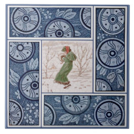 Azulejo Invierno de Kate Greenaway para T&R Boote Repro 18