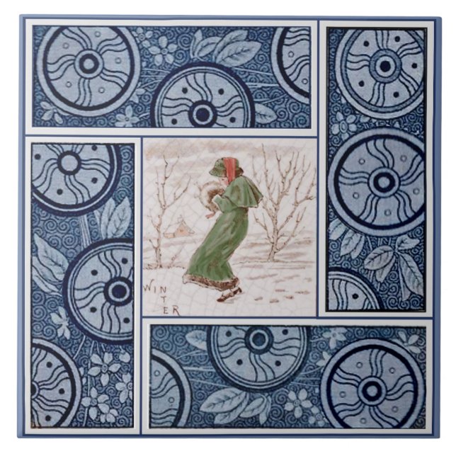 Azulejo Invierno de Kate Greenaway para T&R Boote Repro 18 (Frente)