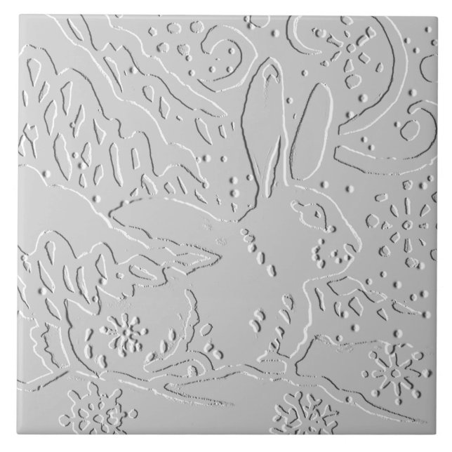 Azulejo Invierno de Nieve en la Tierra de Lana Grabado en  (Frente)