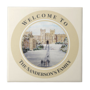 Azulejo Invierno en el castillo de Windsor Pintura en vidr