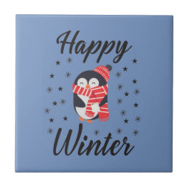 Azulejo Invierno feliz, pingüino lindo
