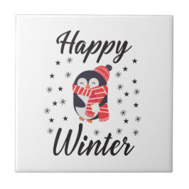 Azulejo Invierno feliz, pingüino lindo