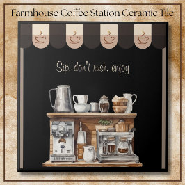 Azulejo Inviting Black Farmhouse Coffee Station Decorative