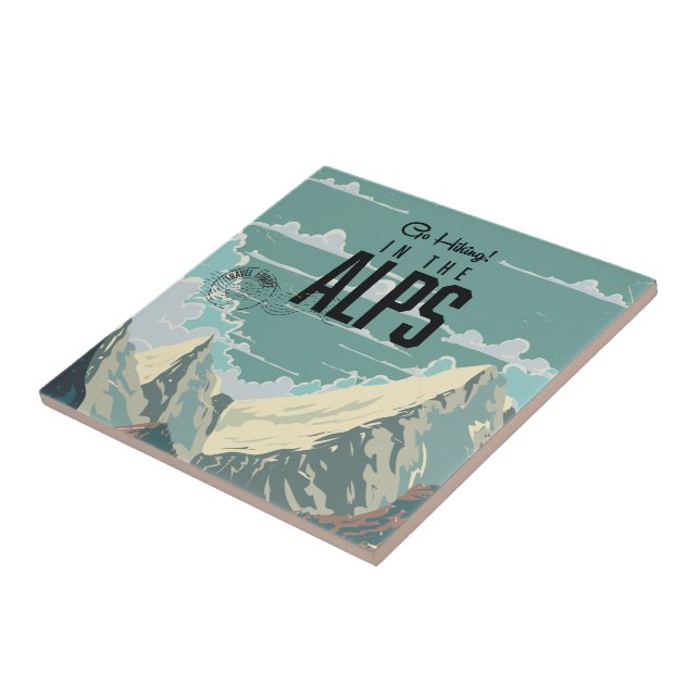 Azulejo Ir de senderismo en los Alpes (Lado)