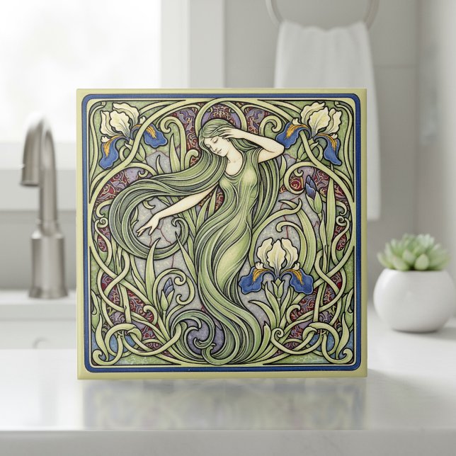 Azulejo Iris and Muse Art Nouveau Pat#5 ID1193 (Subido por el creador)