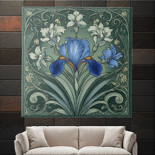 Azulejo Iris azul Art Deco Flor Motivos Botánico