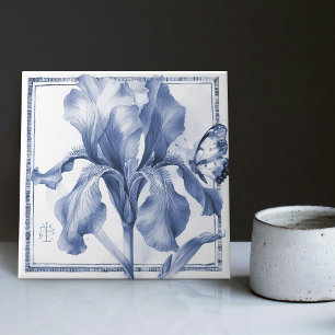 Azulejo Iris Azul Delft Decoración de Pared Arte Nouveau A