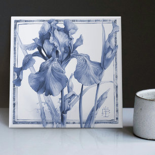 Azulejo Iris Azul Delft Decoración de Pared Arte Nouveau A