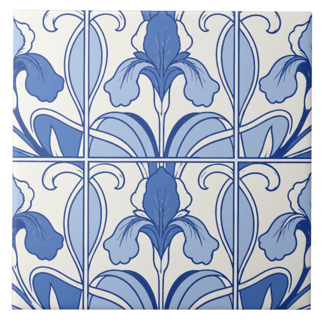 Azulejo Iris Flor Azul Tile Portugués (Frente)