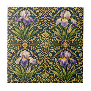 Azulejo Iris Floral Art Nouveau Damasco