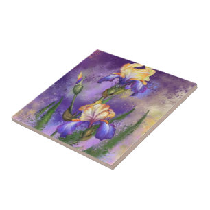 Azulejo Iris Flowers Purple Tile
