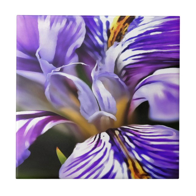 Azulejo Iris In Violet Lilac and Purple Botanical Art (Frente)