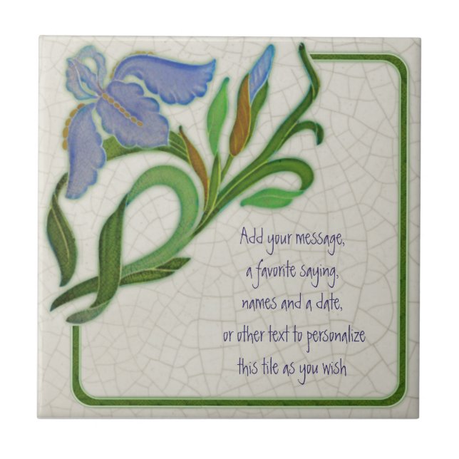 Azulejo Iris Repro Tile antiguo Art Nouveau personaliza (Frente)