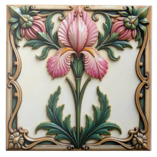 Azulejo Iris Rosa enmarcado en el tiempo