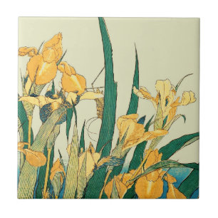 Azulejo Iris Saltamontes de Hokusai: Impresión Vintage Jap