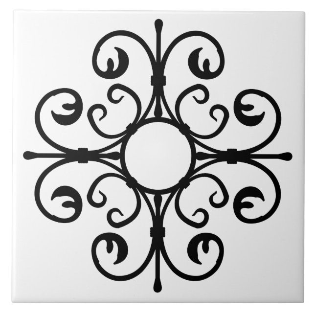 Azulejo Ironwork ordenado en mosaico negro (Frente)