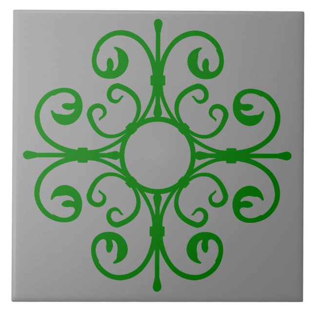 Azulejo Ironwork ordenado en mosaico verde (Frente)