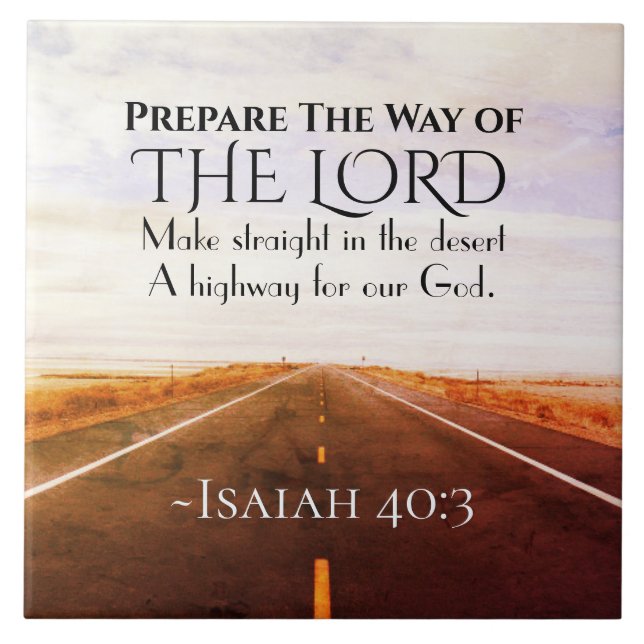 Azulejo Isaías 40:3 Preparar el camino del Señor, Biblia (Frente)