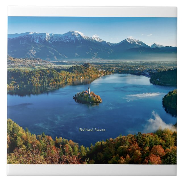 Azulejo Isla Bled, Eslovenia, escénica, (Frente)