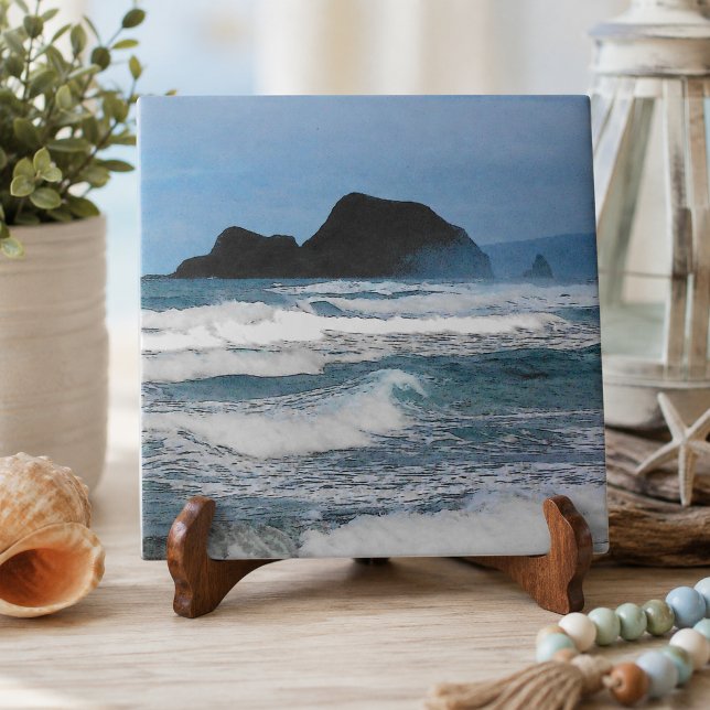 Azulejo Isla Costera Hawaiana Océano Paraíso Tropical (Hawaiian Coastal Island Ocean Tropical Paradise Ceramic Tile)