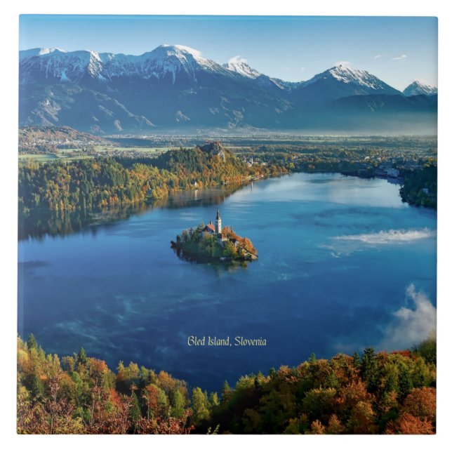 Azulejo Isla de Bled, Eslovenia, escénica (Frente)